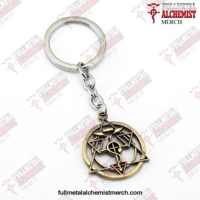 Fullmetal Alchemist Keychain Homunculus Circle Key Ring Cross Bronze