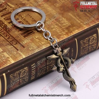 Fullmetal Edward Alchemist Logo Snake Keychain Bronze