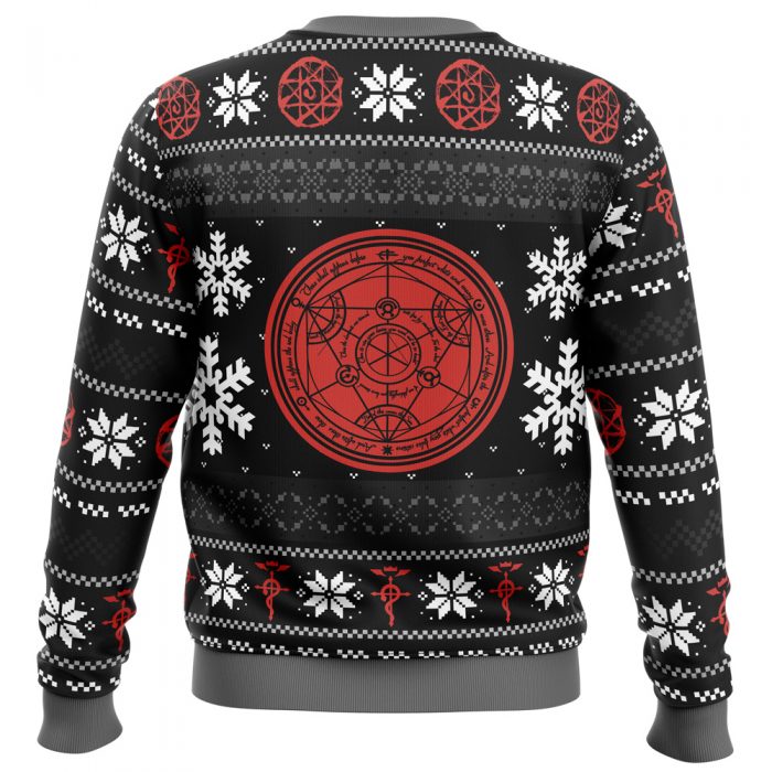 Alchemy Crossing FMA PC Ugly Christmas Sweater BACK mockup - Fullmetal Alchemist Merch