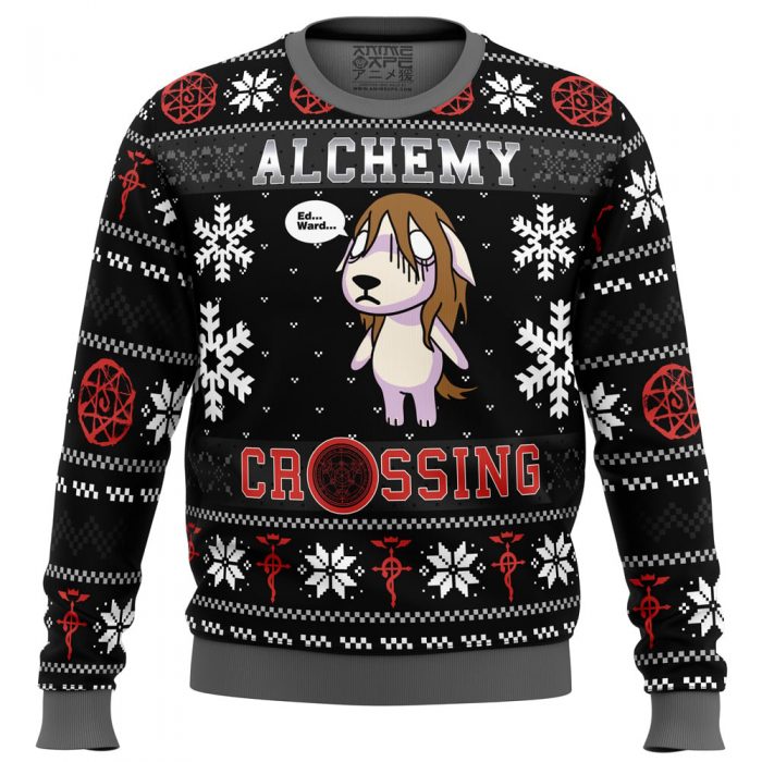 Alchemy Crossing FMA PC Ugly Christmas Sweater FRONT mockup - Fullmetal Alchemist Merch