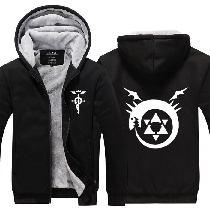 Anime Fullmetal Alchemist Hoodie Jacket Coat Winter Fleece Thick Warm Sweatshirts Long Sleeve Plus Size 1 - Fullmetal Alchemist Merch