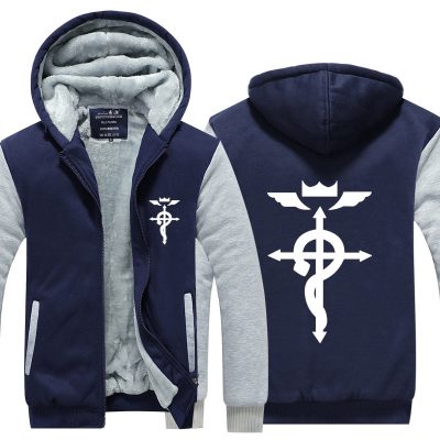 Anime Fullmetal Alchemist Hoodie Jacket Coat Winter Fleece Thick Warm Sweatshirts Long Sleeve Plus Size 2 - Fullmetal Alchemist Merch
