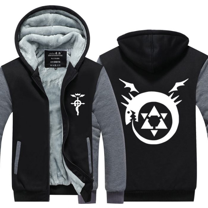 Anime Fullmetal Alchemist Hoodie Jacket Coat Winter Fleece Thick Warm Sweatshirts Long Sleeve Plus Size 3 - Fullmetal Alchemist Merch