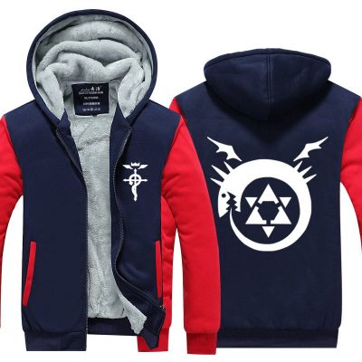 Anime Fullmetal Alchemist Hoodie Jacket Coat Winter Fleece Thick Warm Sweatshirts Long Sleeve Plus Size 4 - Fullmetal Alchemist Merch