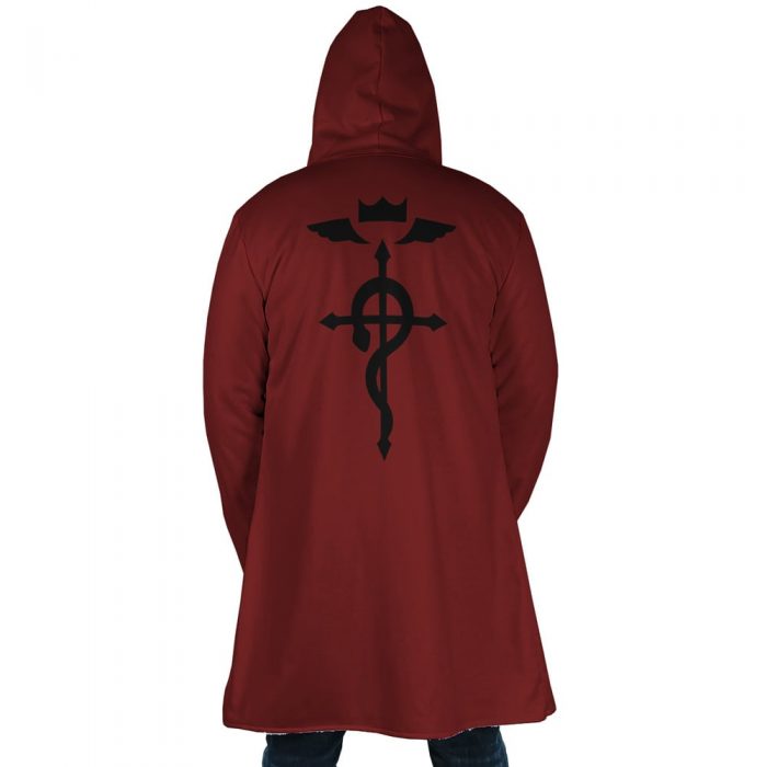 Edward Elric Full Metal Alchemist Hooded Cloak Coat BACK Mockup - Fullmetal Alchemist Merch