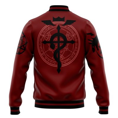 Edward Pattern FMA Varsity Jacket BACK Mockup - Fullmetal Alchemist Merch