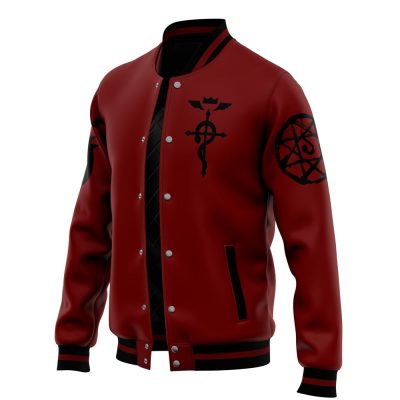 Edward Pattern FMA Varsity Jacket F RIGHT Mockup - Fullmetal Alchemist Merch
