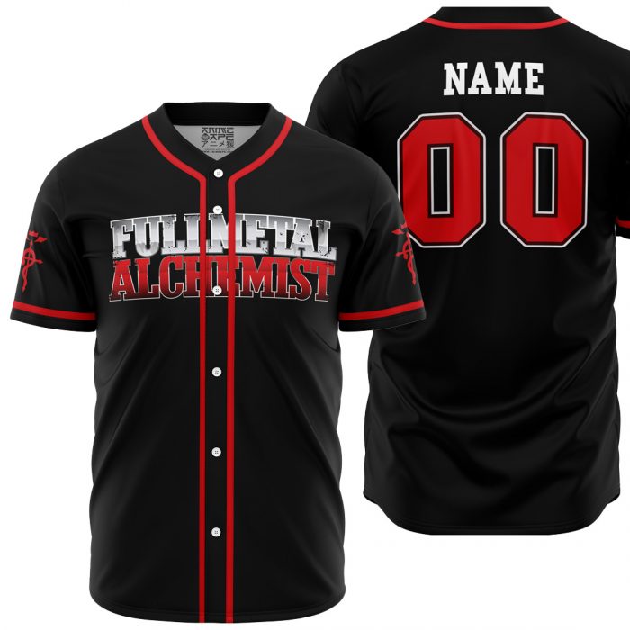 Personalized Elric FMA AOP Baseball Jersey MAIN Mockup - Fullmetal Alchemist Merch