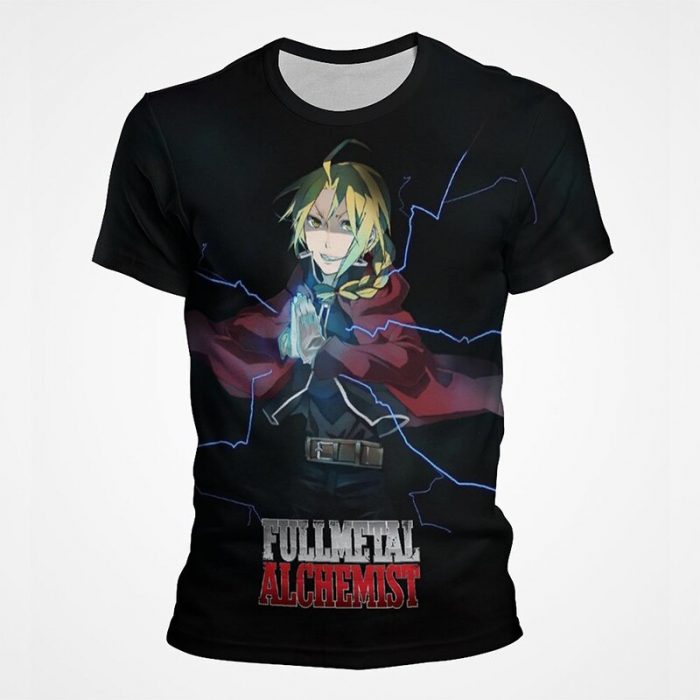 Summer Fullmetal Alchemist T Shirts Anime 3D Print Streetwear Boy Girl Casual Fashion Oversized T Shirt 4 - Fullmetal Alchemist Merch