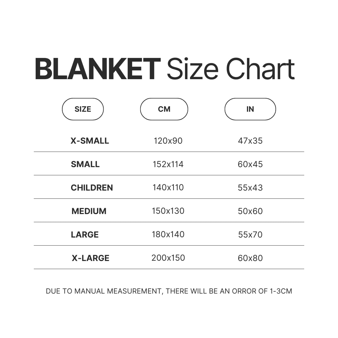 Blanket Size Chart - Fullmetal Alchemist Merch
