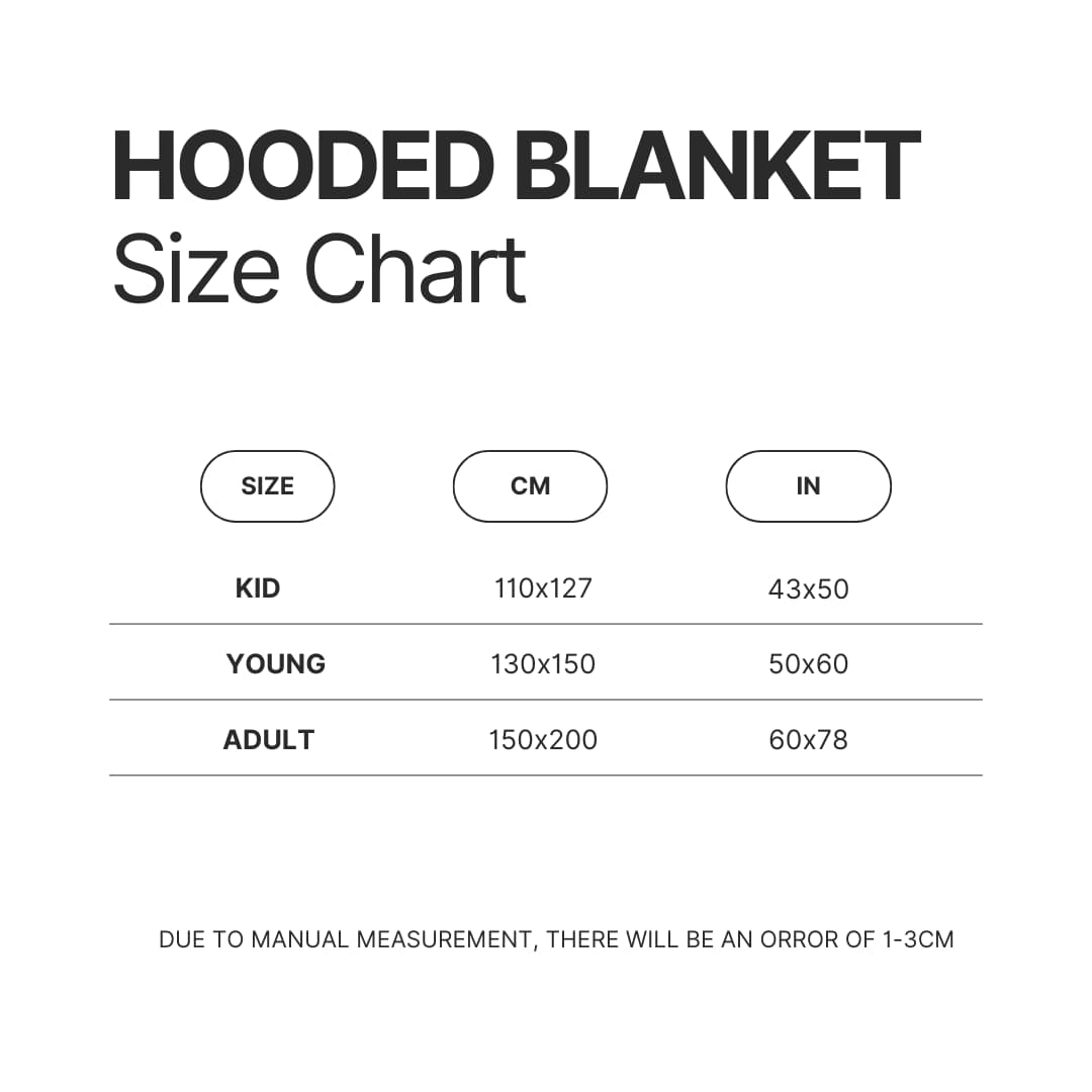 Hooded Blanket Size Chart - Fullmetal Alchemist Merch
