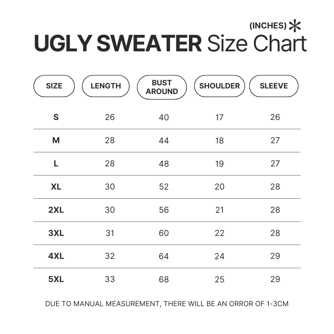 Ugly Sweater Size Chart - Fullmetal Alchemist Merch